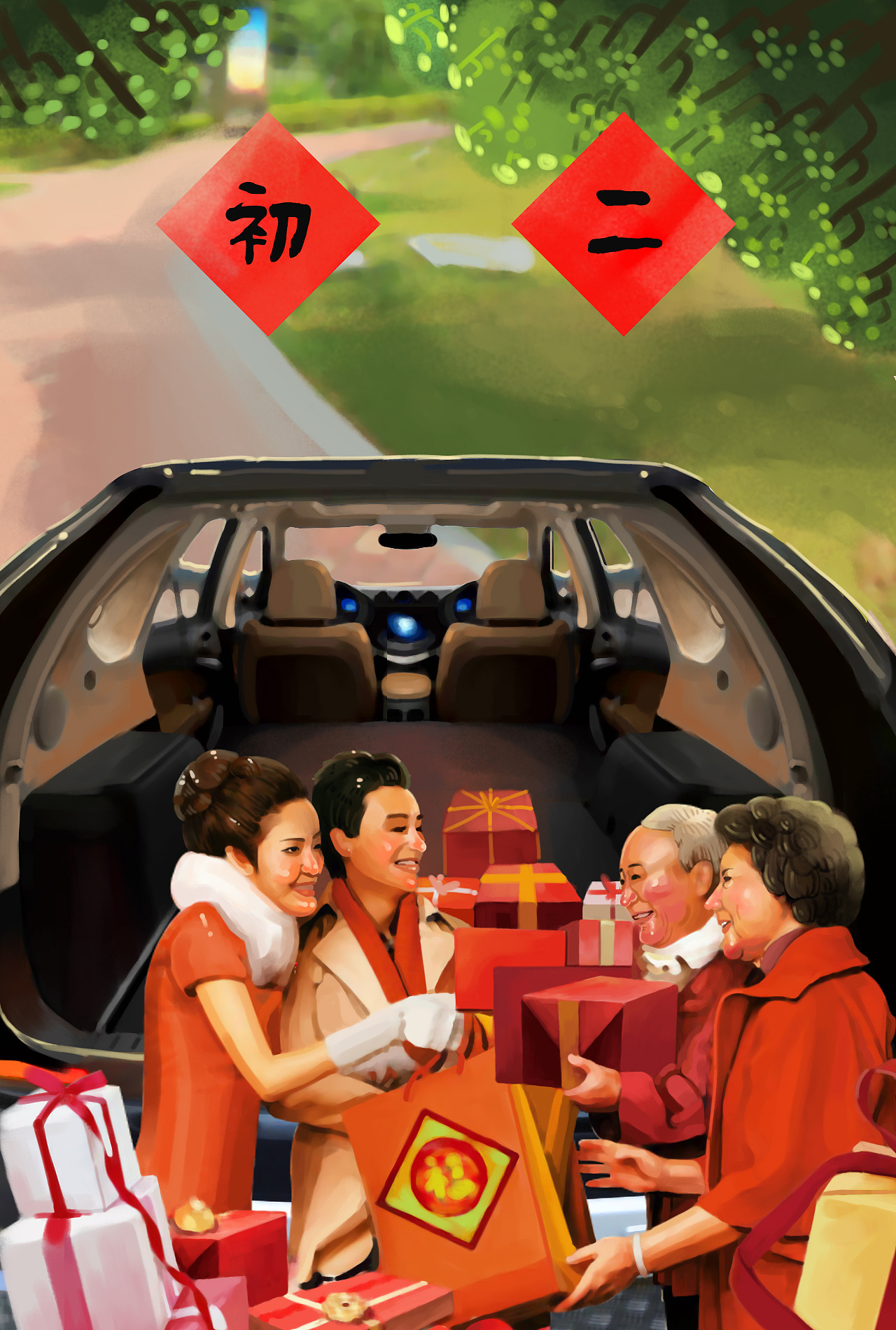 春节节日插画海报