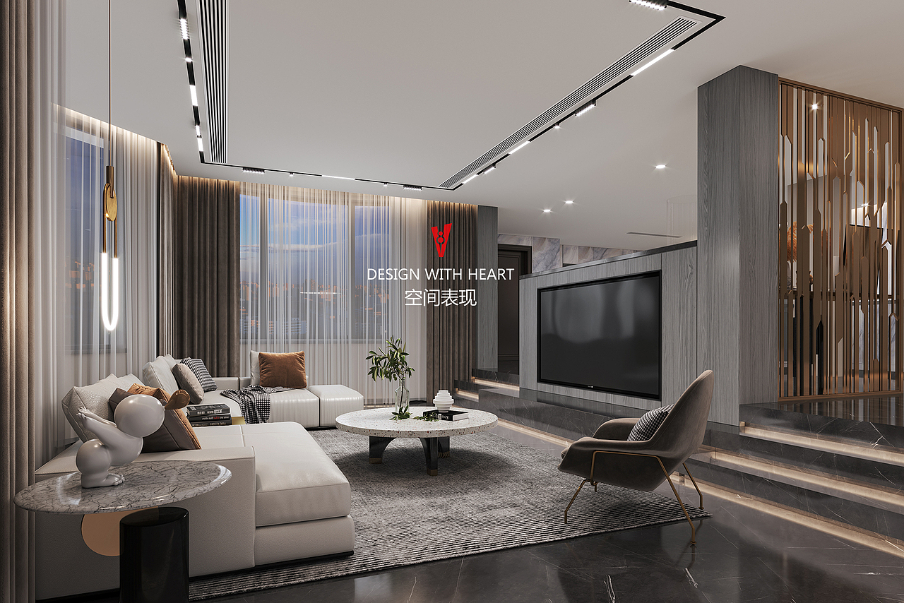 v8空间表现|现代简约家装客厅赏析