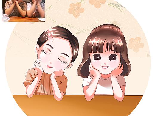 肖像画日漫风格头像之《闺蜜》