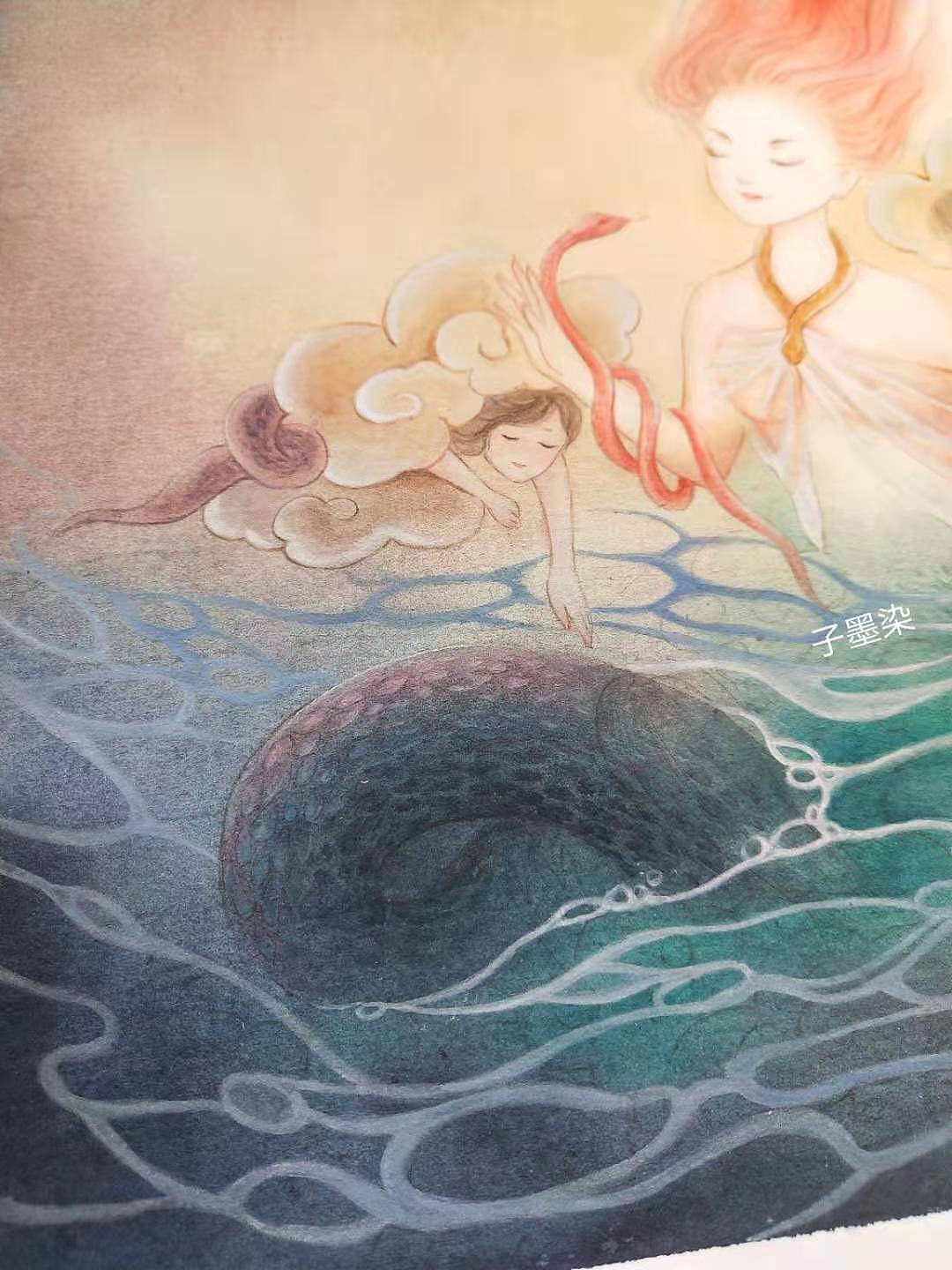 原创水彩古风-东海水妖|插画|商业插画|子墨染366 - 原创作品 - 站酷