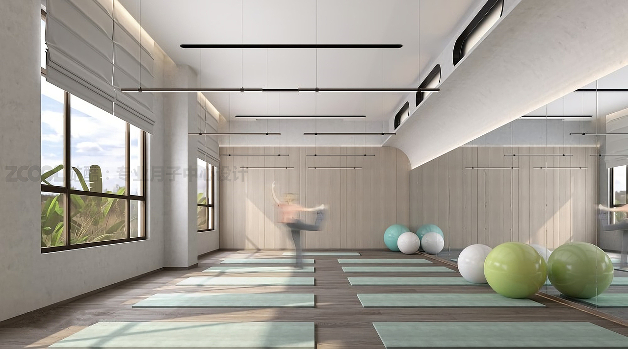 ▲  成都母意月子中心设计分享｜产后恢复中心设计｜月子会所瑜伽室设计效果图