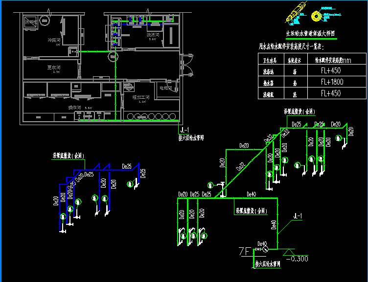 商场餐饮给排水施工图