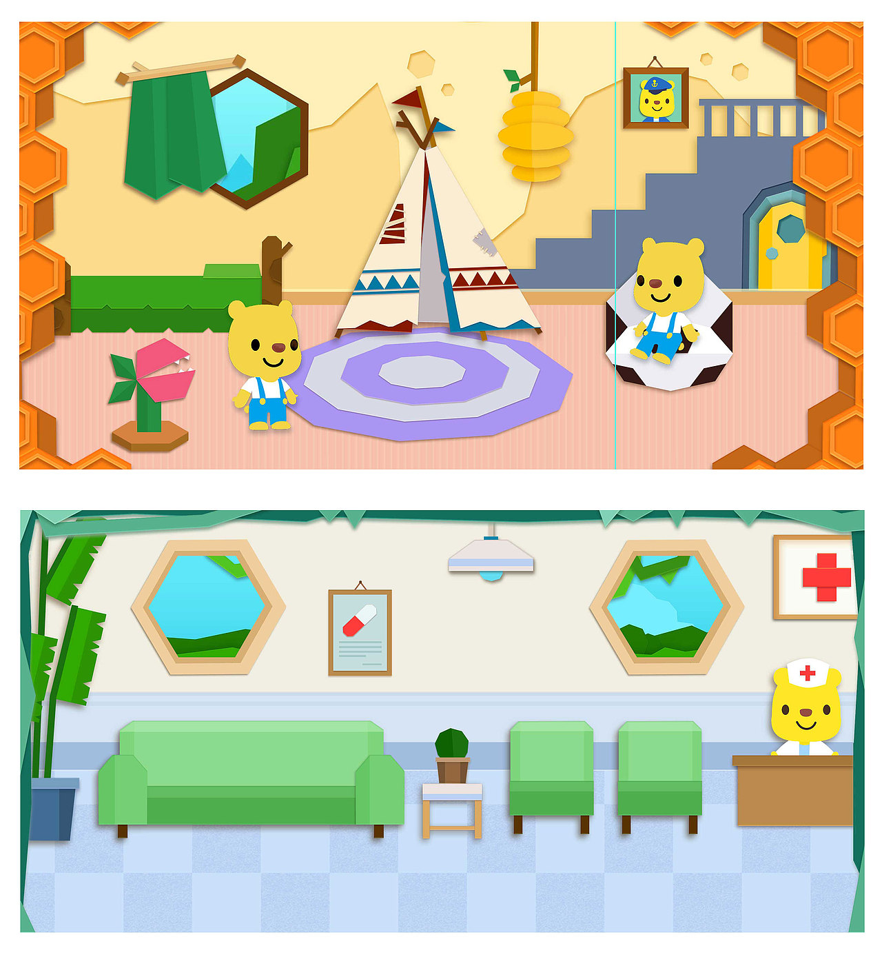 折纸风格儿童app设计-优比智多星球