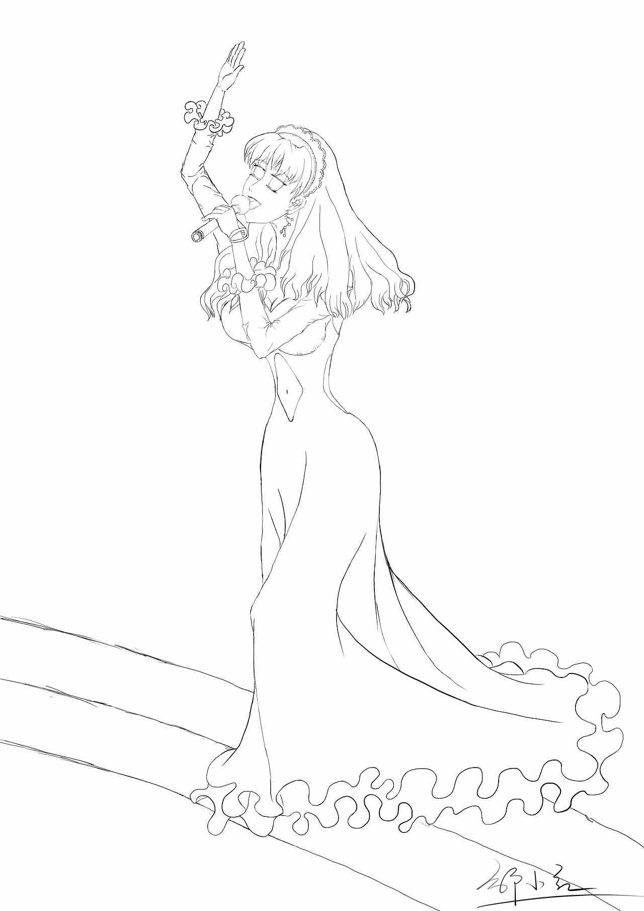 唱歌女孩 跪坐女孩