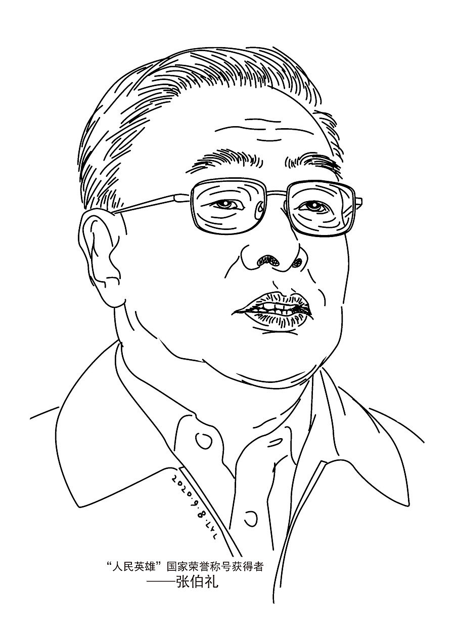 刘勇良线描作品为人民英雄和共和国勋章获得者画像