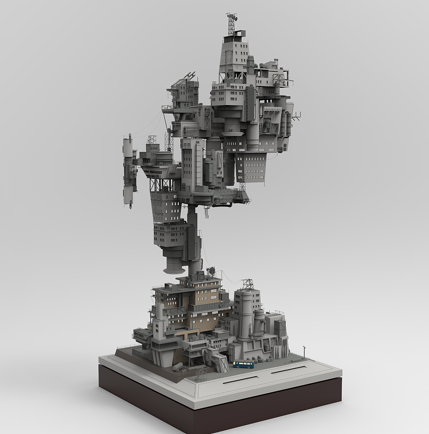 层层叠叠的建筑,如同山里连城一片的江南民居,亦如同未来的垂直化的摩天大楼,分不清南北也分不清内外,杂糅成一团。