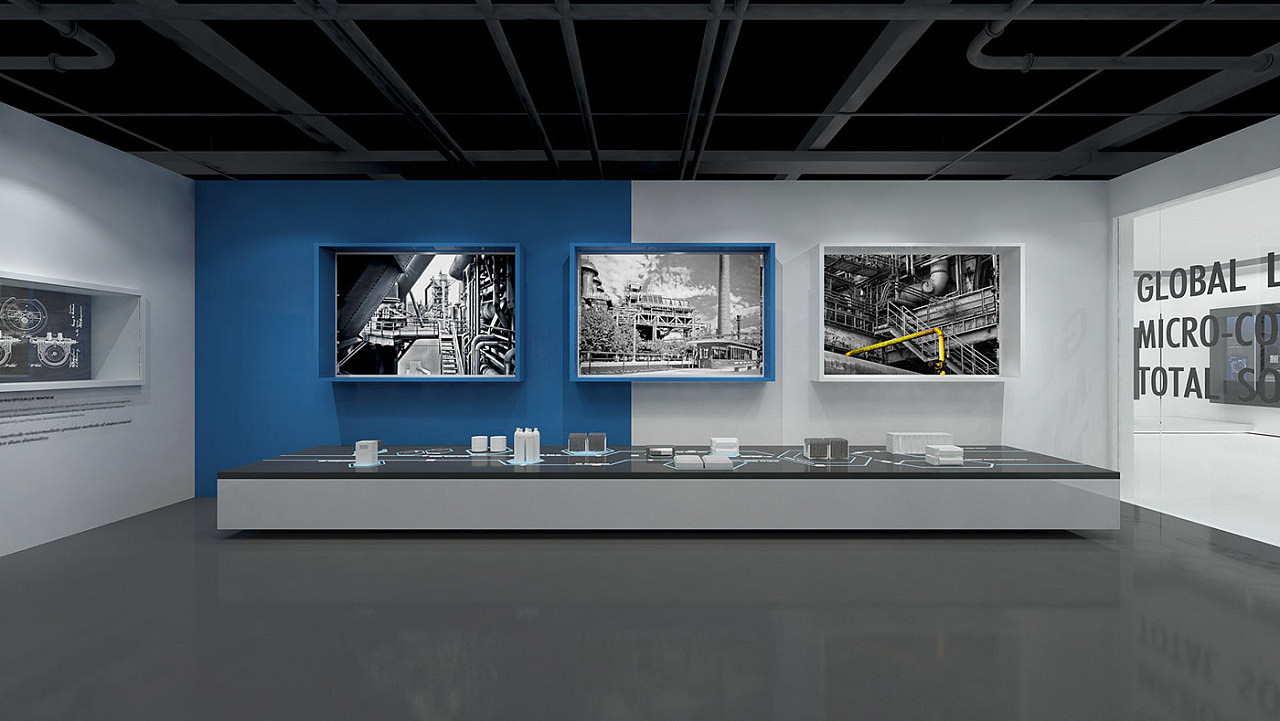 山西企业形象展示中心企业展台工业风3d效果图设计