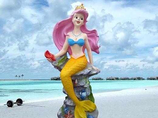 定制玻璃钢美人鱼卡通雕塑户外海滩景观摆件道具美陈