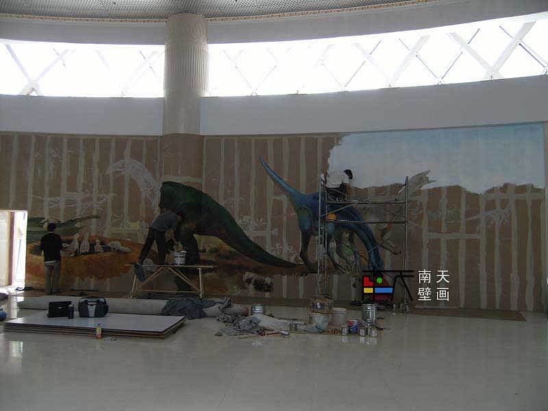 南天壁画出品:内蒙博物馆(恐龙一馆壁画工程),手绘油画,欧式油画,欧式壁画,壁画工程,古典壁画,3D地画,3D壁画(图ZNjg1ODM4MA==) - 艺术插画 - 站酷设计师艺点画评原创素材 - 站酷ZCOOL