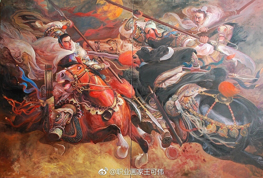 《三英战吕布》（图ZOTY2NTUyNTY=） - 绘画 - 站酷设计师王可伟原创素材 - 站酷ZCOOL
