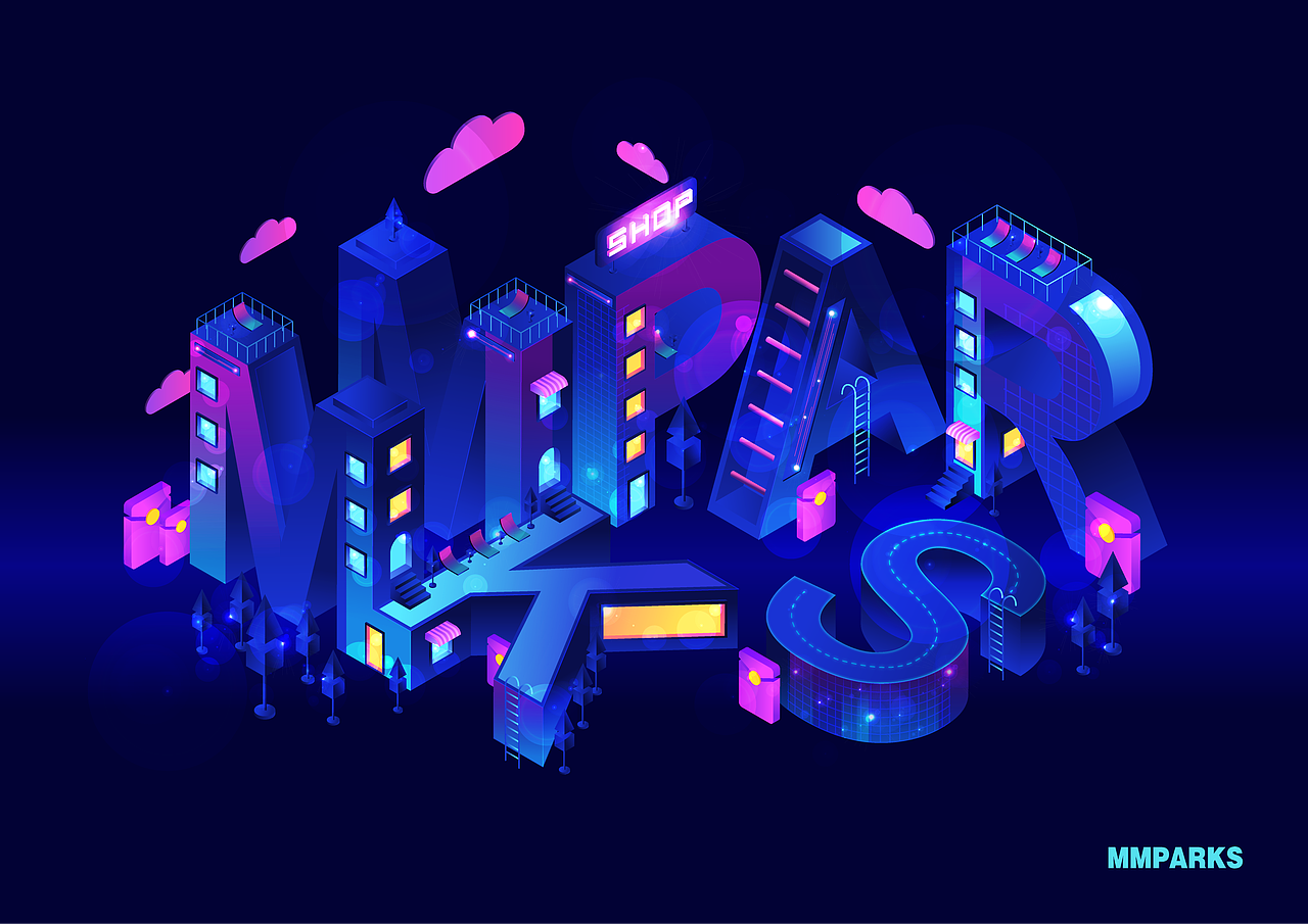 2.5d字体插画——"mmparks"