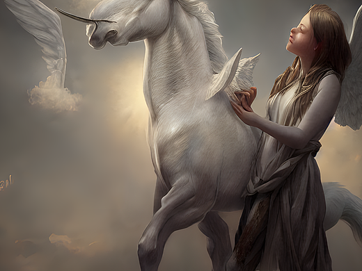 #AI创作实验室#天使抚摸独角兽（个人主页-ZNjI3MjcwMzY=） - AI作品 - 站酷设计师飒飒的橘猫原创素材 - 站酷ZCOOL