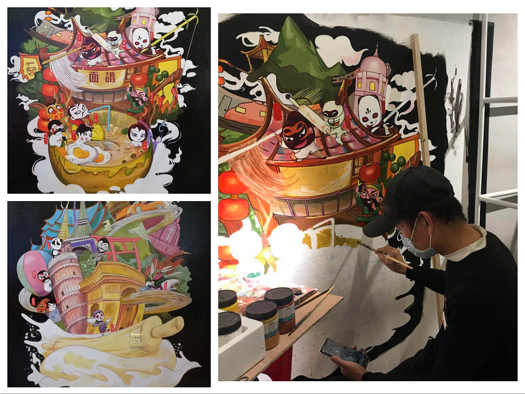 涂鸦 手绘墙绘 餐饮插画 餐饮软装 餐厅手绘 壁画