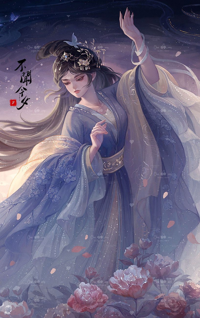 三千落花（古风插画）（图ZMzI2NDEwNjQ4） - 商业插画 - 站酷设计师不闻今夕原创素材 - 站酷ZCOOL