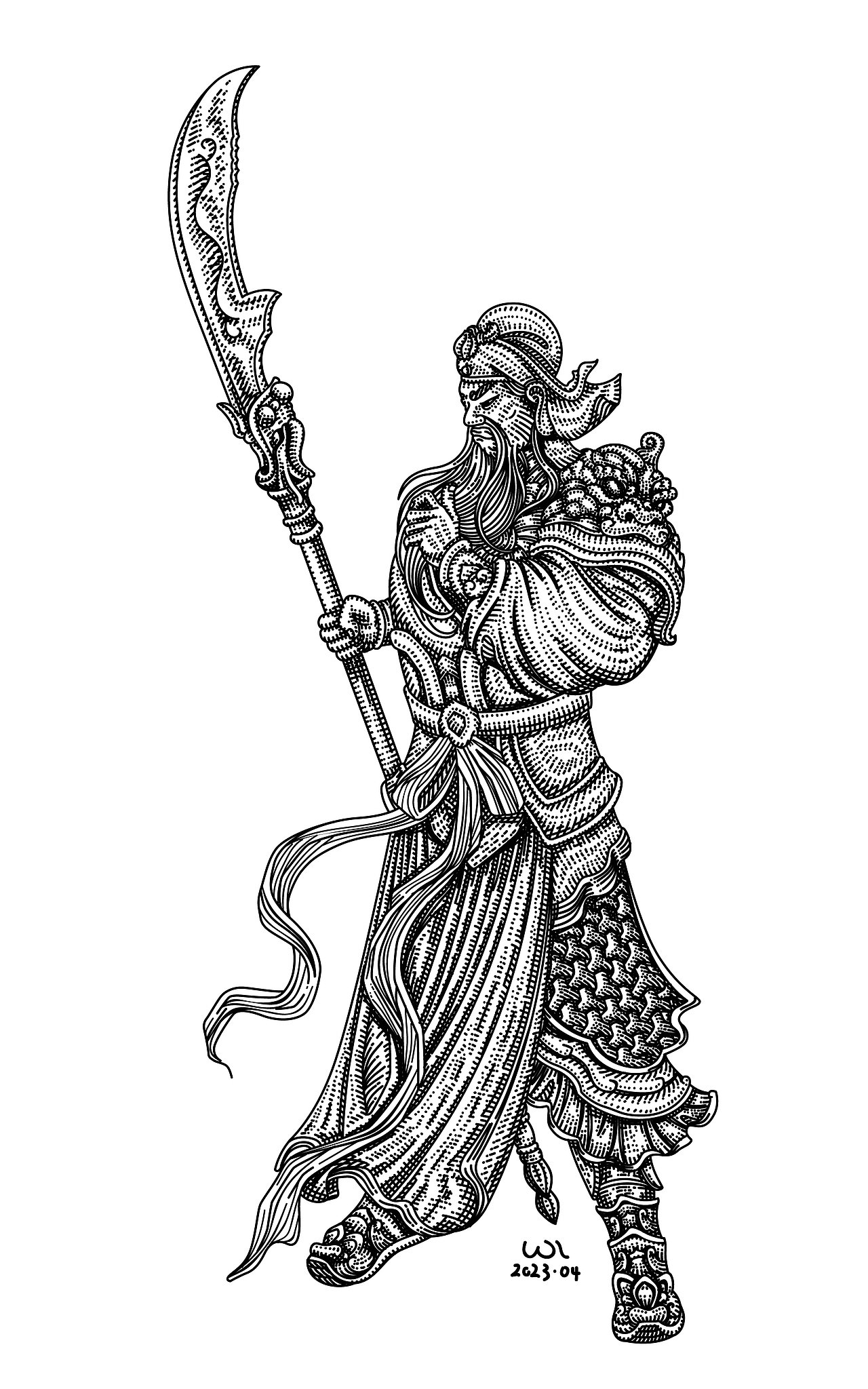 鼠绘版画风格作品【关羽】（图ZMzM3ODIyODk2） - 商业插画 - 站酷设计师亦冬原创素材 - 站酷ZCOOL