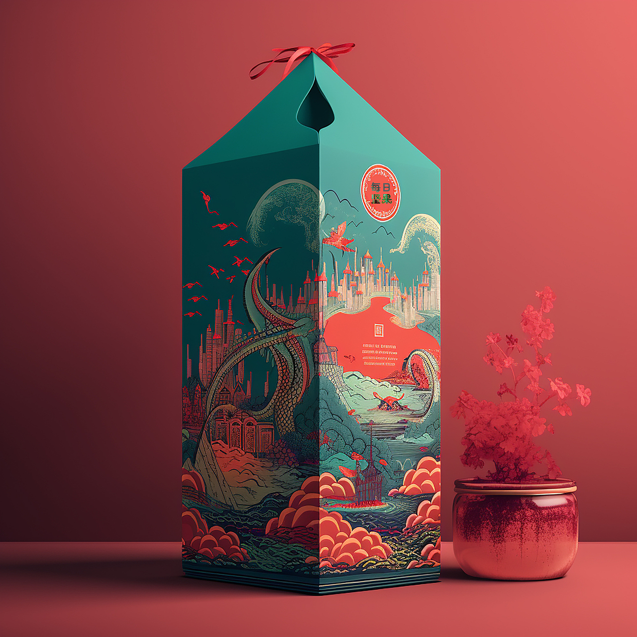 坚果包装插画和外包装设计