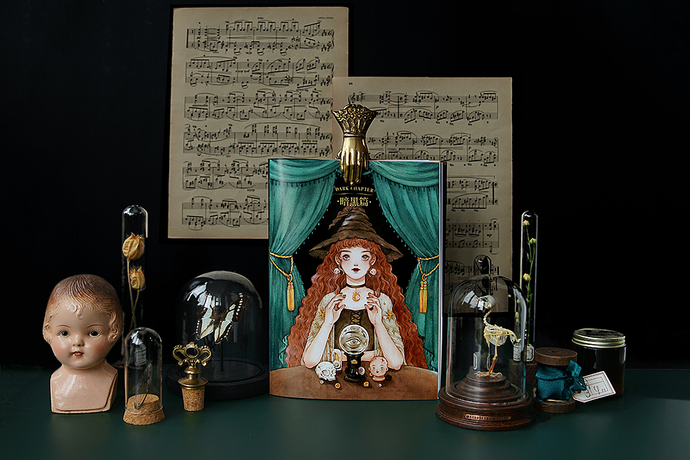 复古系少女水彩作品《双子少女馆》