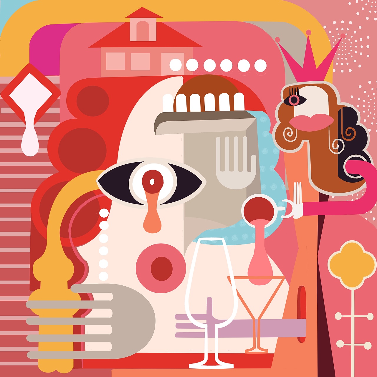 插画系列丨扁平抽象风|插画|创作习作|美好的一天 - 临摹作品 - 站酷