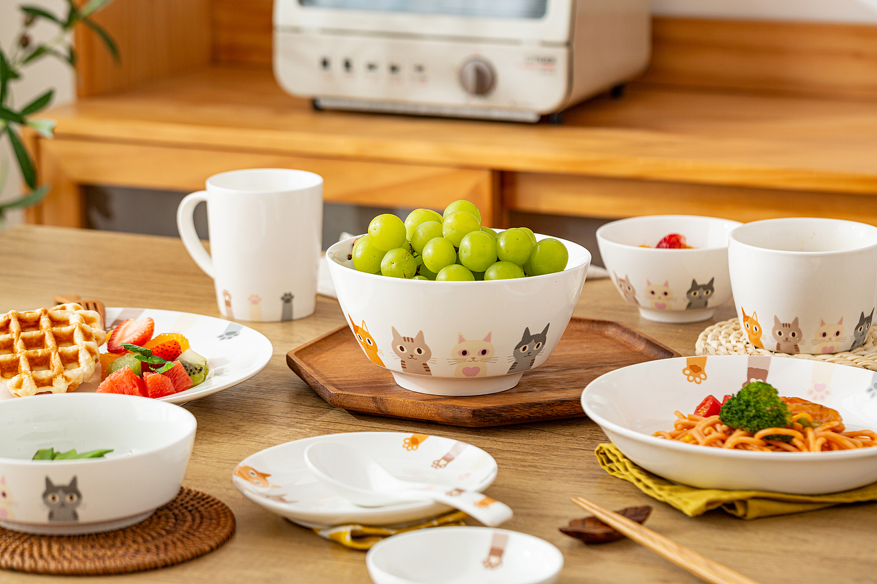 电商摄影|国产大眼猫系列餐具茶具