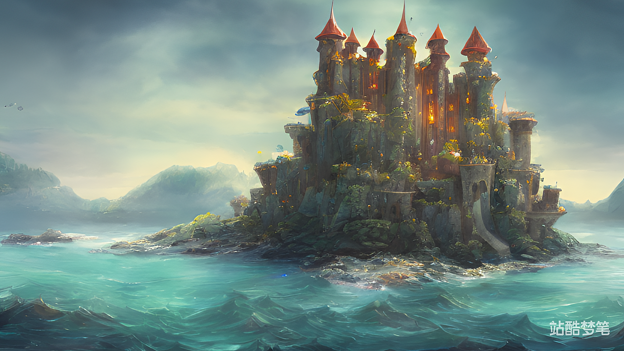 #站酷梦笔#海上城堡，插画（图ZMzM2MzUxMTI4） - AI作品 - 站酷设计师dingzi688原创素材 - 站酷ZCOOL