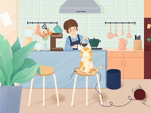 一个人的生活系列插画