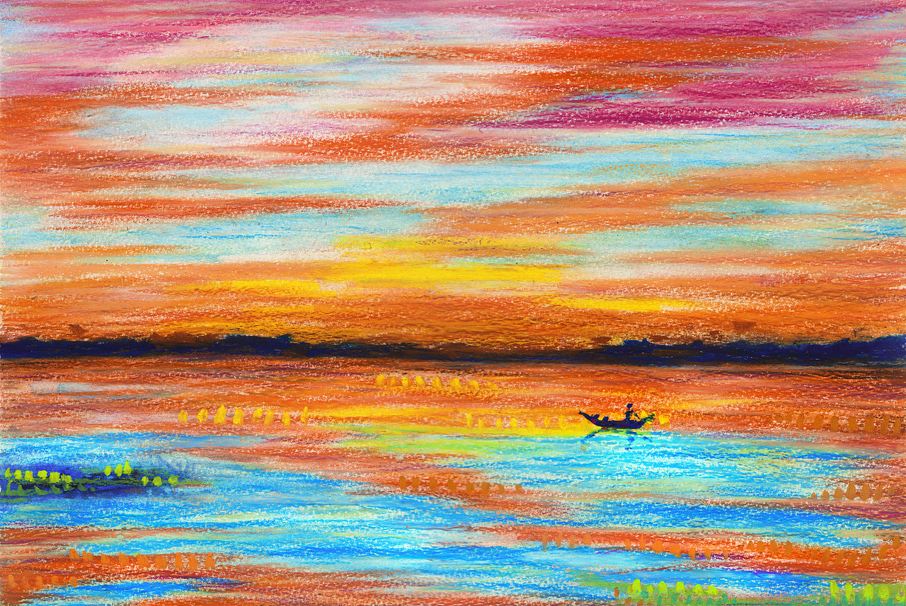 油画棒日出风景（图ZMTM0MDIyMjc2） - 绘画 - 站酷设计师阿庆手绘原创素材 - 站酷ZCOOL