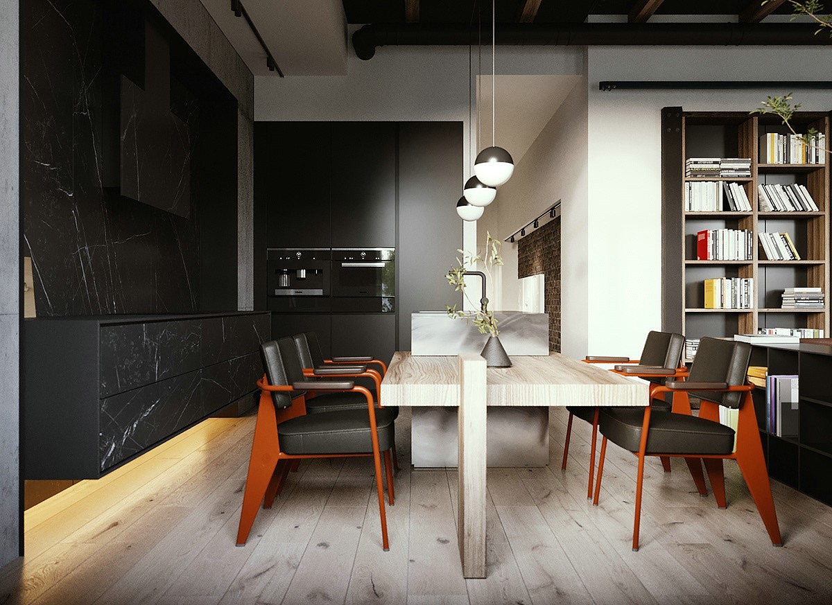 高级黑遇上工业风,酷感十足的理性居所