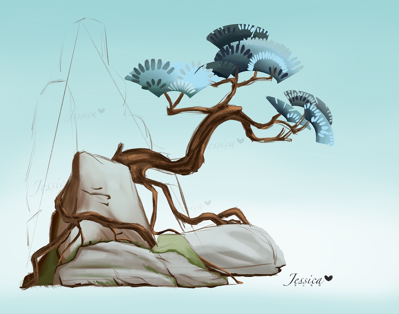 迎客松|插画|绘本|杰茜卡住了 - 临摹作品 - 站酷 (zcool)