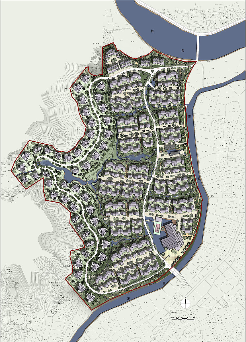 建筑设计总平面填色