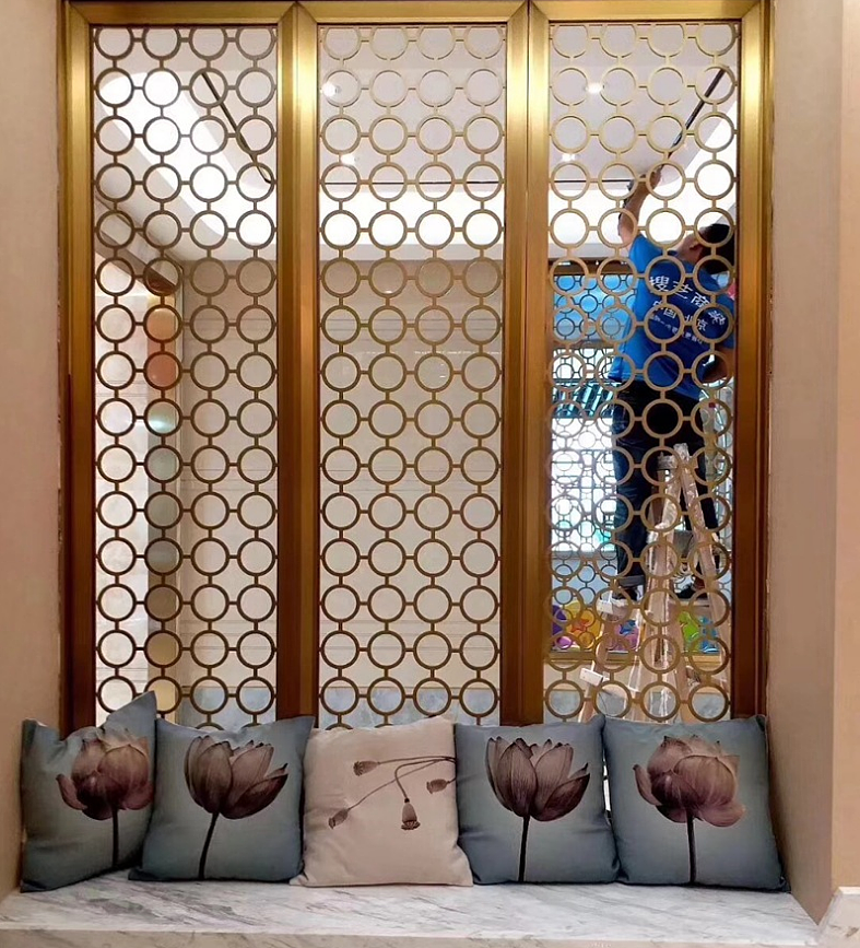 大型不锈钢装饰屏风 玫瑰金不锈钢屏风隔断来图定制