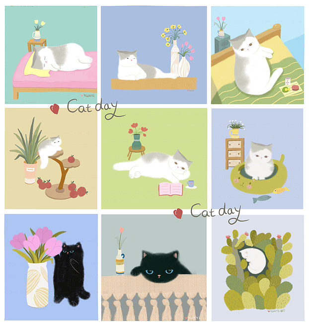 可爱猫猫合集（图ZMzY5NDQ2ODA4） - 艺术插画 - 站酷设计师云小姐吧原创素材 - 站酷ZCOOL