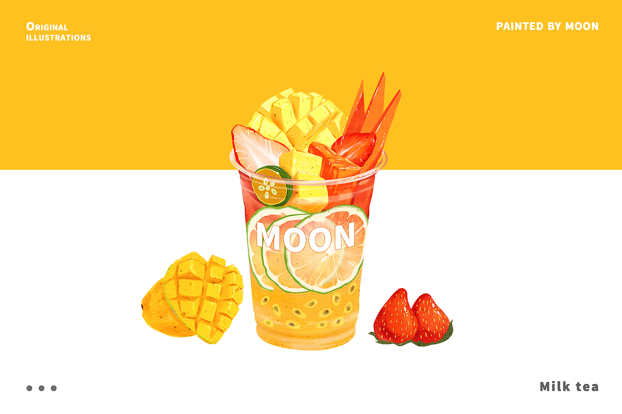 奶茶/果茶手绘插画