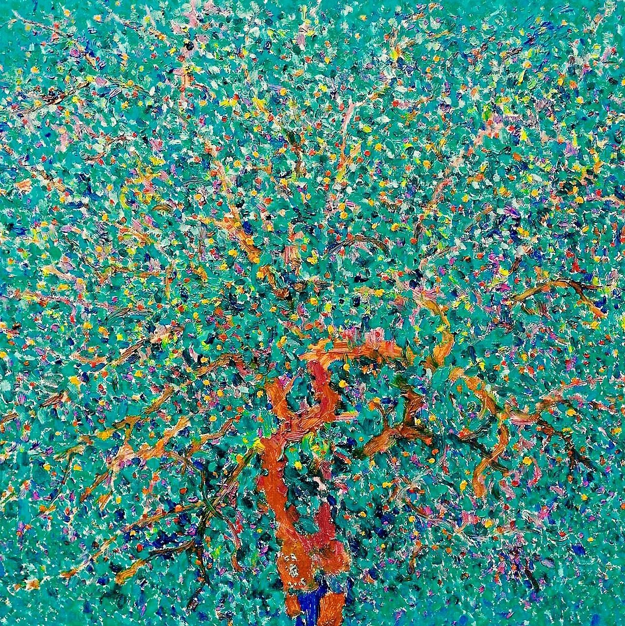 《树》60×60cm 布面油画
没行过的路上,以及未曾去到的地方,都演绎着因果浮沉、沧海桑田。于我万千遥远的你,别离多年依旧守约而未有懒散。小的时候总称你为一棵树,长大归来后,才能领悟出你与世间事物相通的共性。