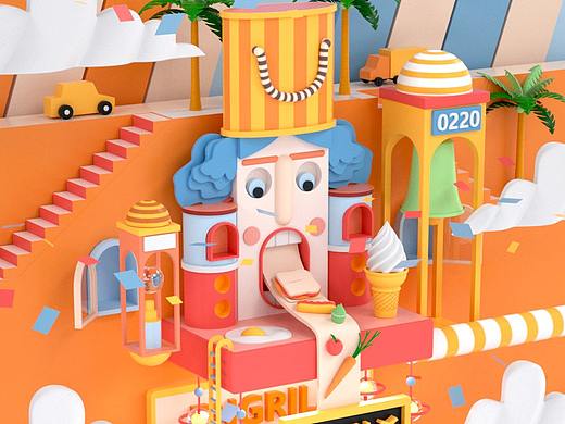 电商小场景 C4D小场景 橙色