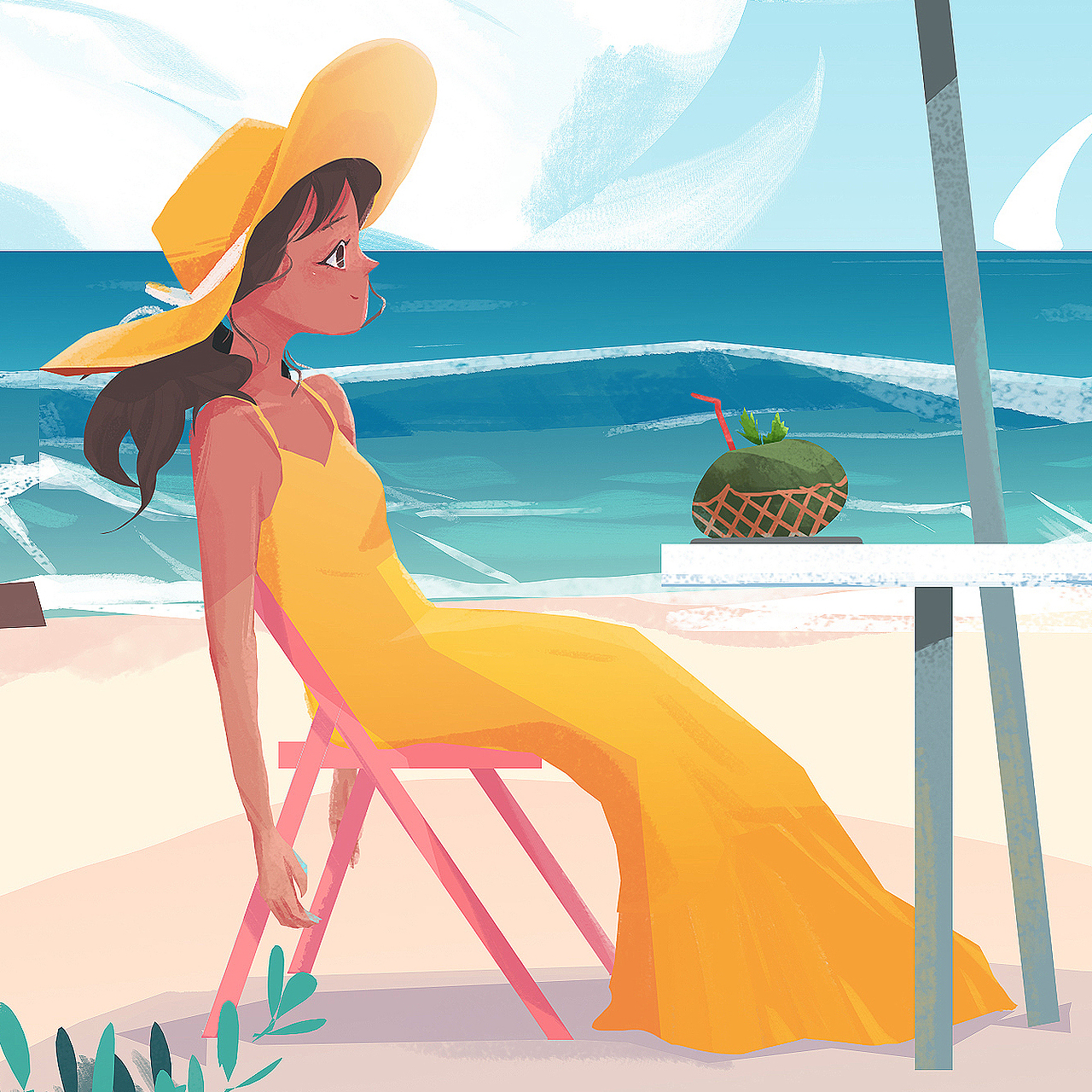 夏日（图ZMTY3NjgxMjI0） - 艺术插画 - 站酷设计师Keira_原创素材 - 站酷ZCOOL
