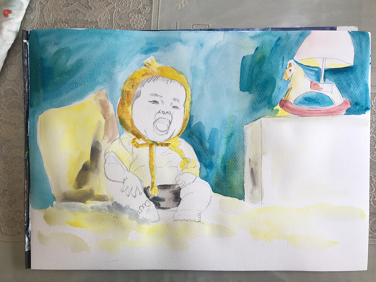 夏日习作—水彩手绘萌宝（图ZODc3ODUyMTY=） - 绘画 - 站酷设计师鱼头小妞原创素材 - 站酷ZCOOL