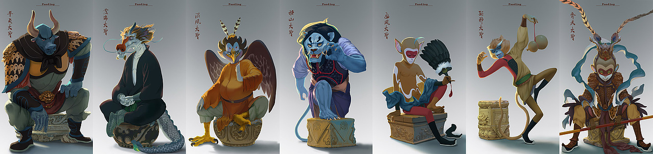 《西游人物志》七大圣（图ZMjA1NDUyMTgw） - 艺术插画 - 站酷设计师paoding原创素材 - 站酷ZCOOL