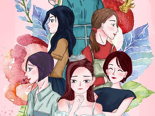 三八女神节妇女节手绘插画