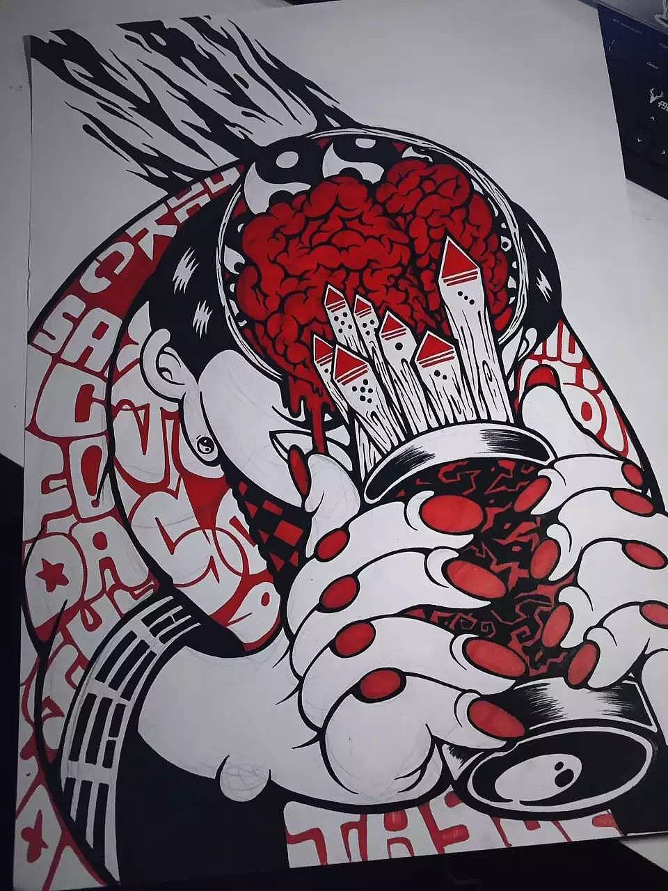 我的道教黑白红（图ZMzU3NDYzNjQ=） - 新锐潮流插画 - 站酷设计师saycr原创素材 - 站酷ZCOOL