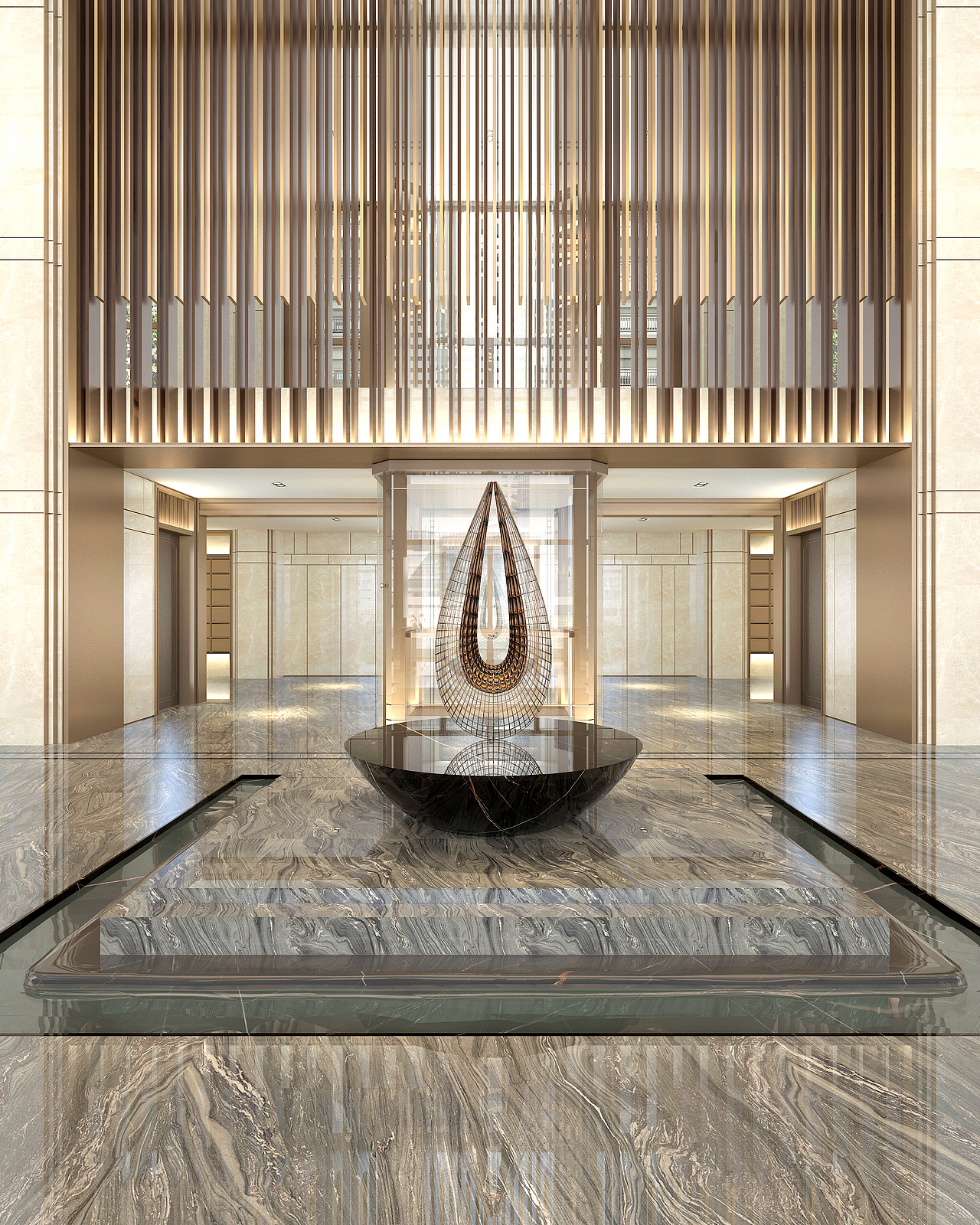豪华楼盘小区南入户大堂|空间|家装设计|京_designer_原创作品-站酷