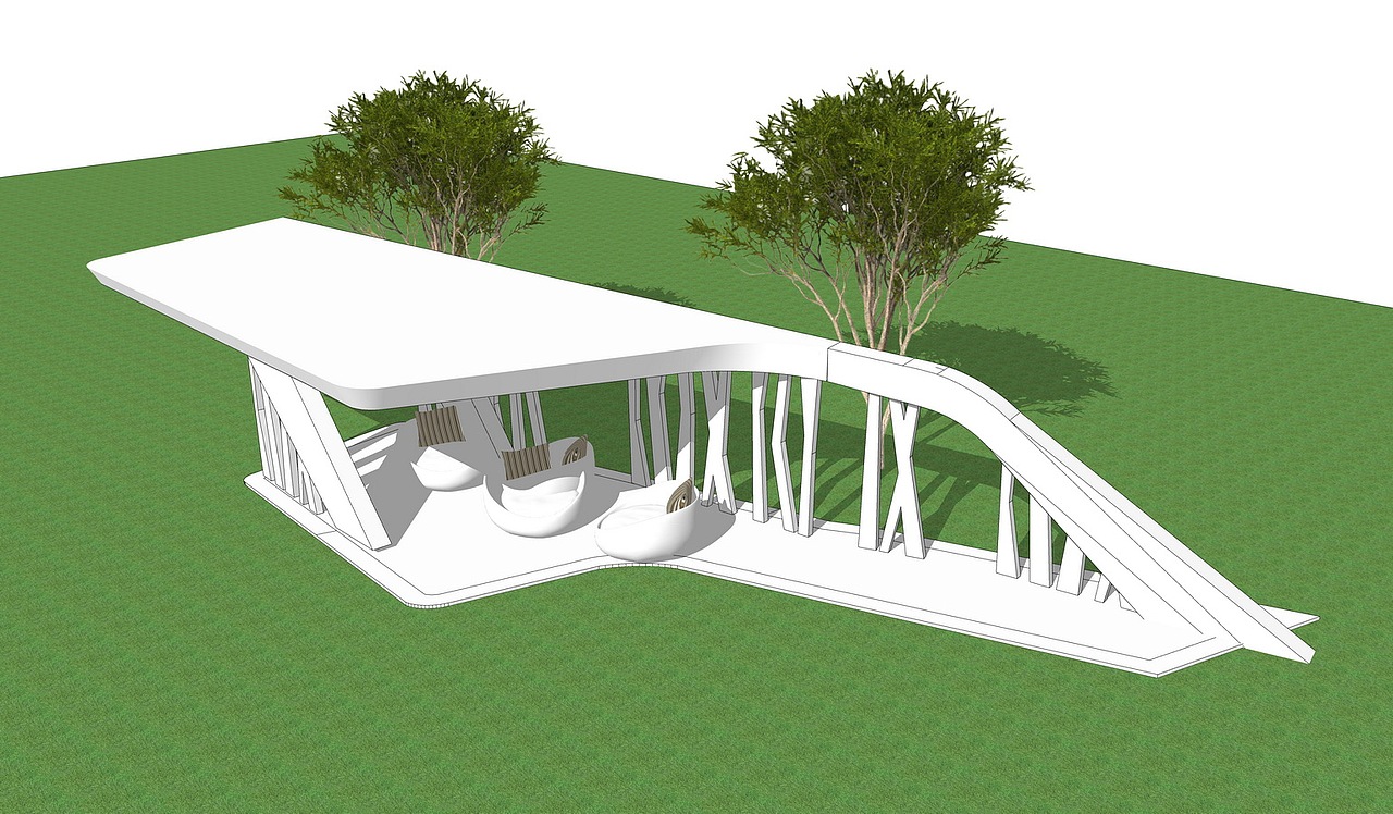 现代廊架SU模型下载
