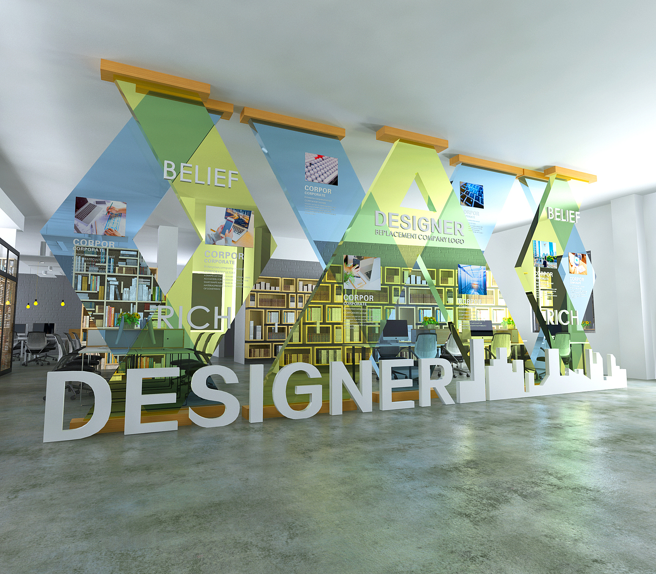 原创透明水晶中庭隔断办公室科技企业文化墙