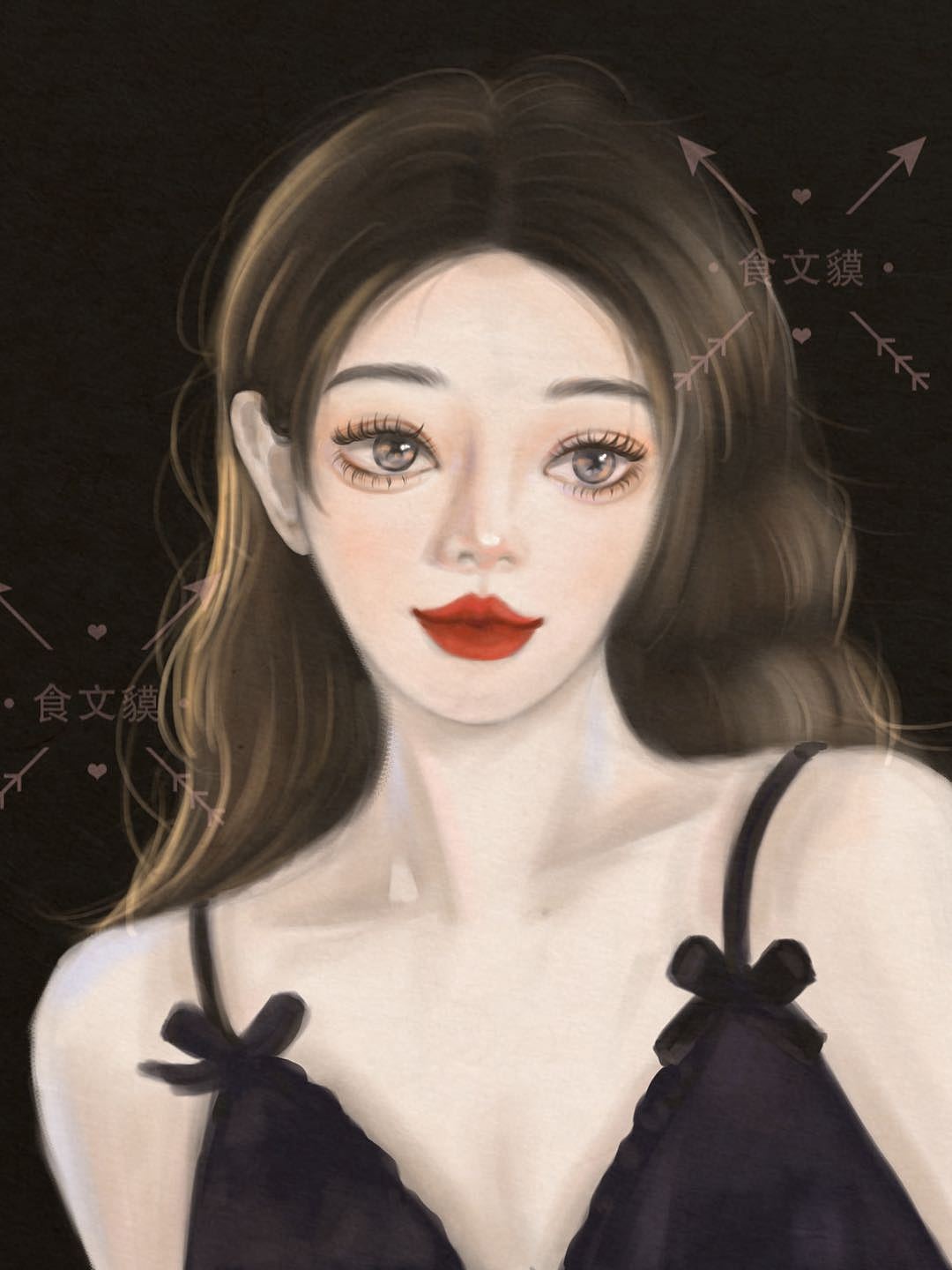 iPad手绘女生头像｜长发girl（图ZMjcwMTAzNjg4） - 艺术插画 - 站酷设计师食文貘原创素材 - 站酷ZCOOL