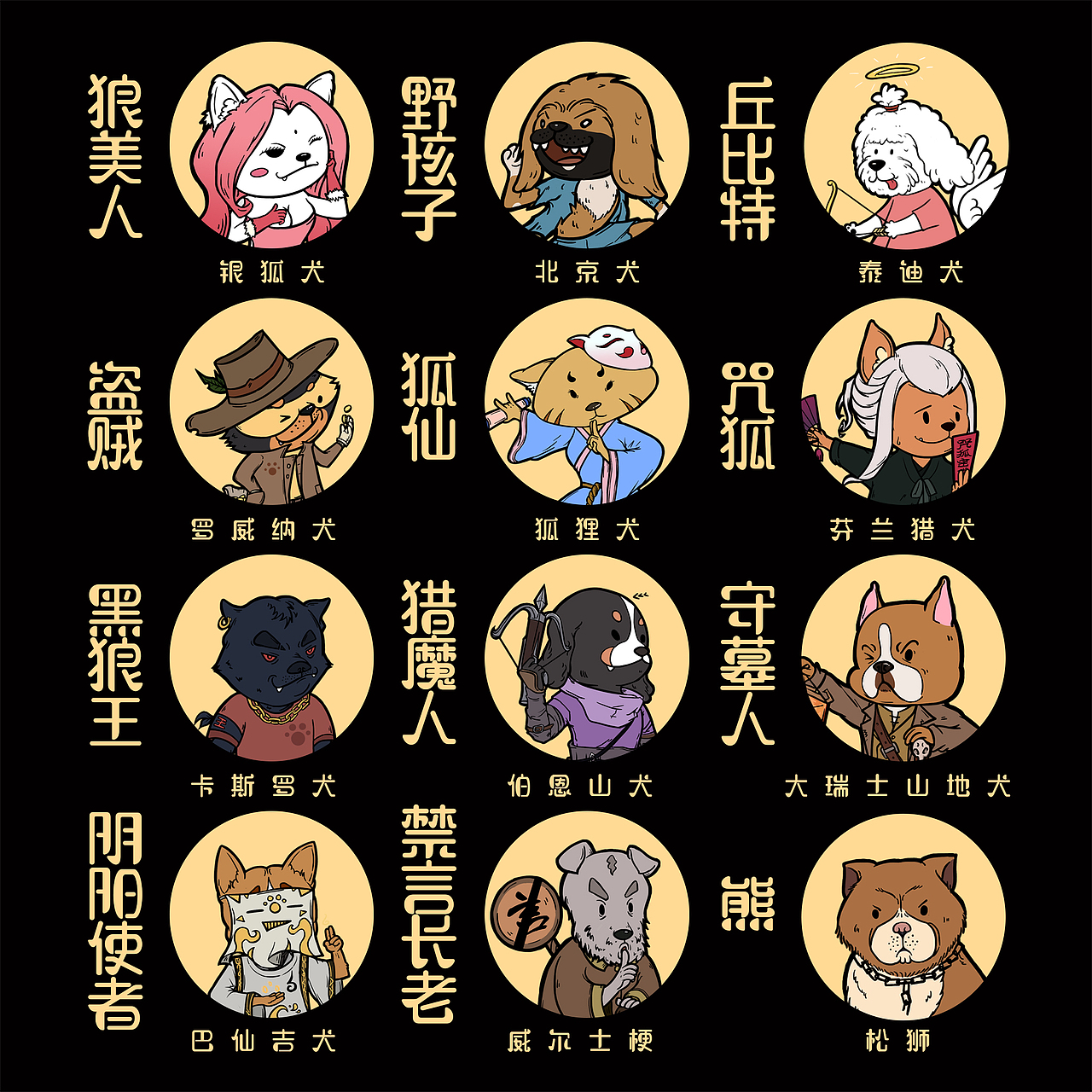 狼人斩，汪星人版本（完结）（图ZMTg2MzQxMzQ0） - 商业插画 - 站酷设计师今逸原创素材 - 站酷ZCOOL
