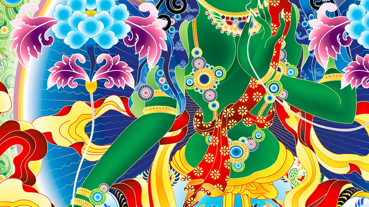 矢量绿度母,根据同修师兄指点加以修改至此