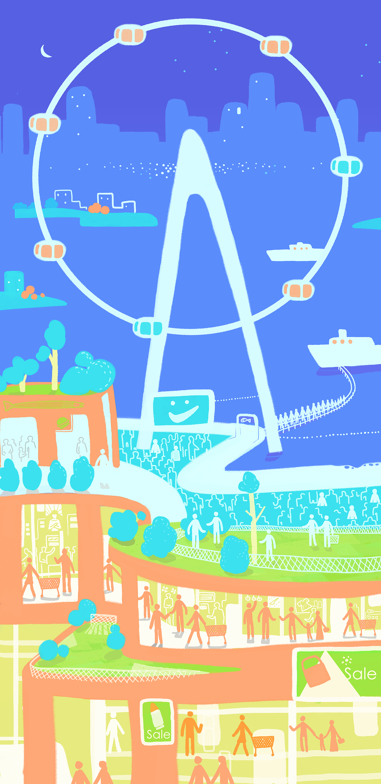 一套港湾主题的扁平风配文插画(版权已授、请勿转载)