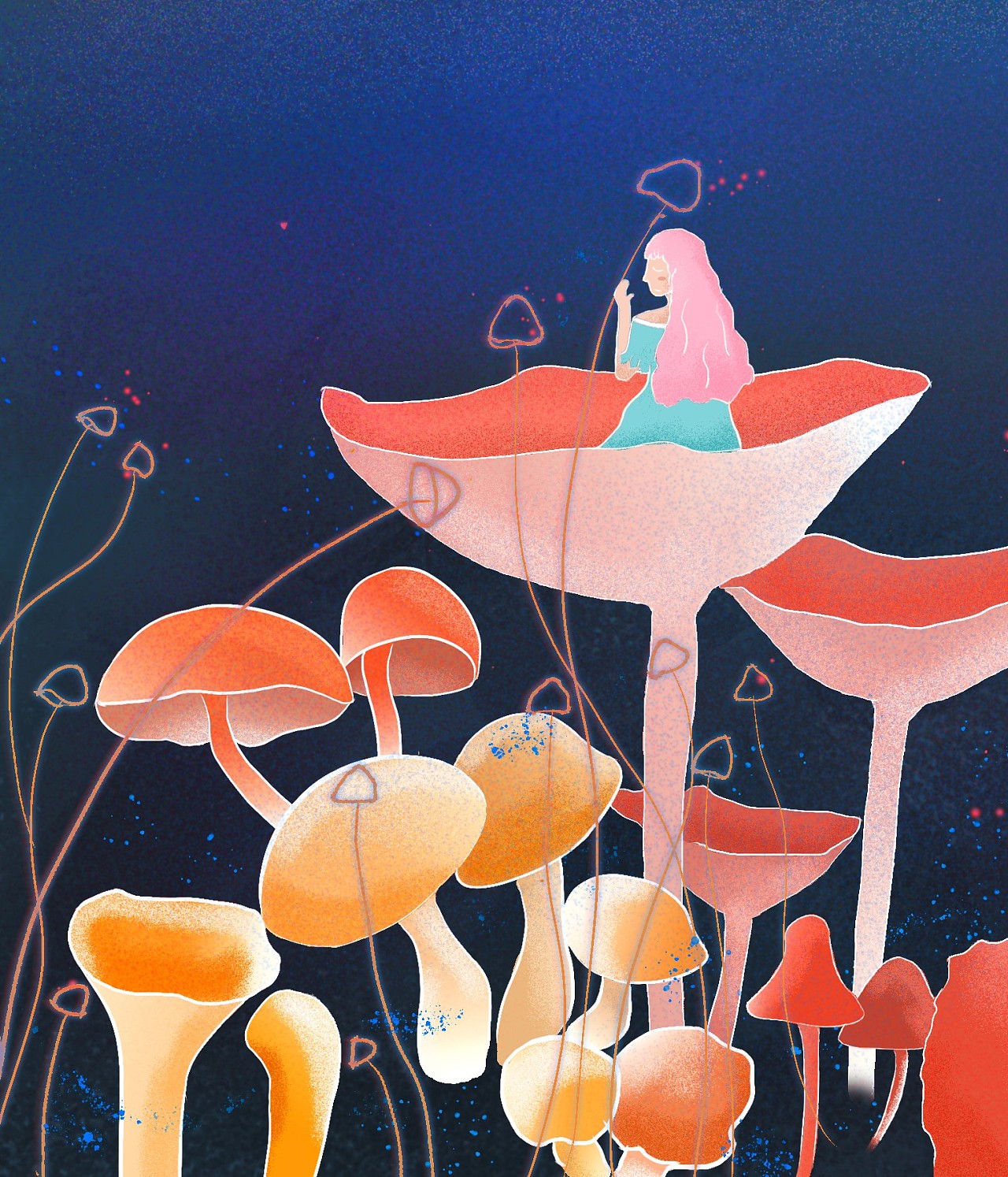 美丽的蘑菇 库存例证. 插画 包括有 图画, 设计, 附庸风雅, 蘑菇, 下落, 背包, 灌木, 例证, 绘画 - 2226345
