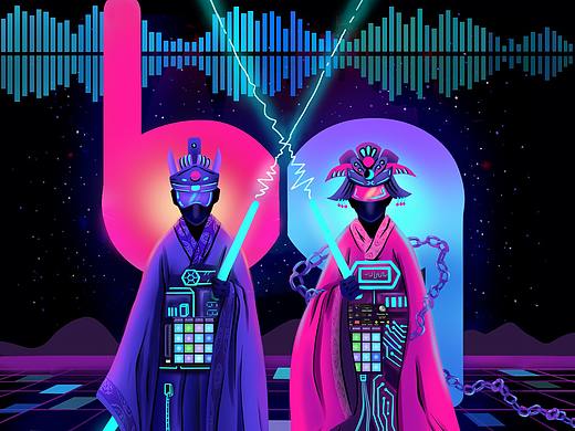 天猫国潮×永乐宫×漫步者耳机插画