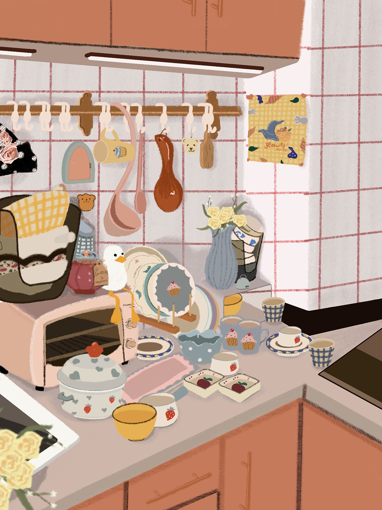 色彩场景厨房一角构图图片