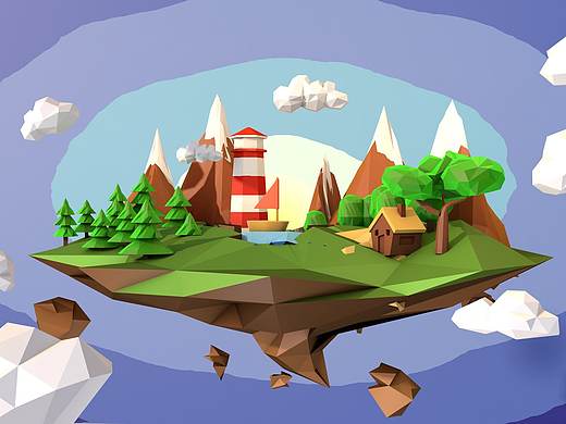 low poly 風格場景練習（個人主頁-ZMzA2NzExMjg=） - 場景 - 站酷設計師嘉然今天吃什么r原創(chuàng)素材 - 站酷ZCOOL